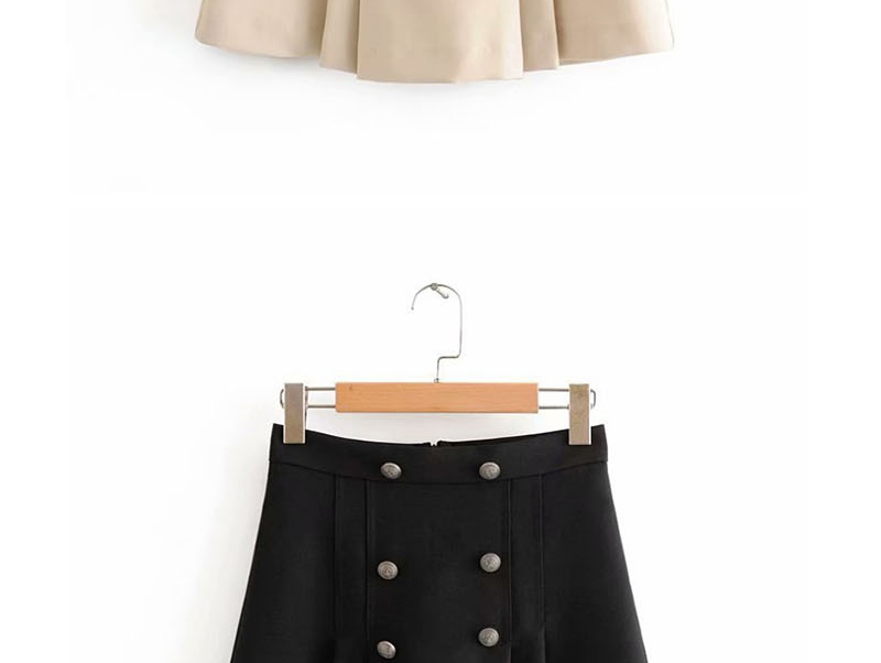 Fashion Beige Pleated Double-breasted Skirt,Skirts