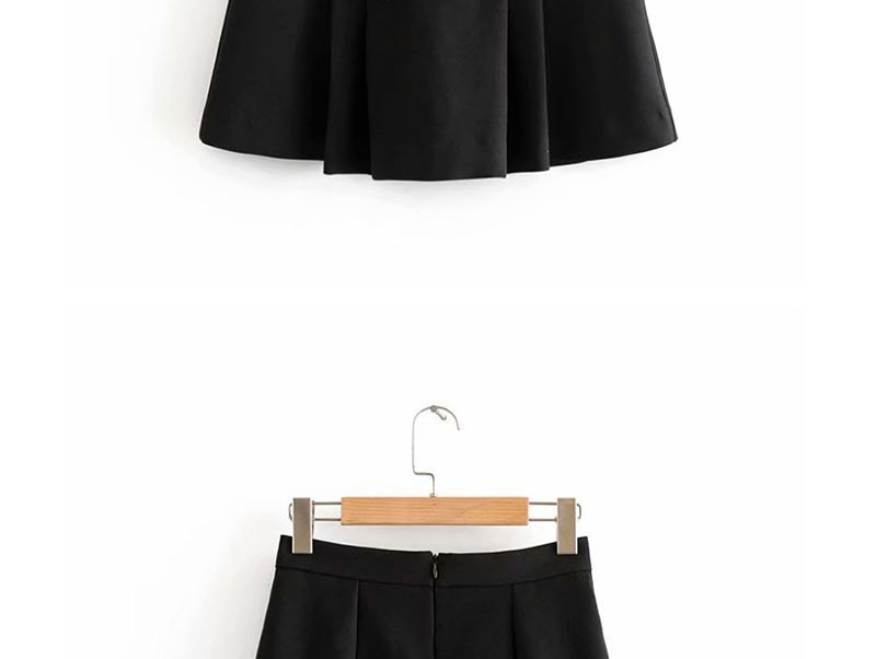 Fashion Black Pleated Double-breasted Skirt,Skirts