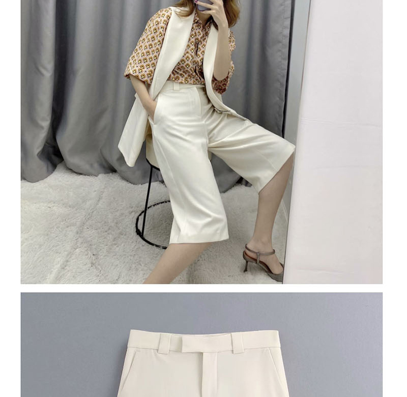 Fashion White Slant Pocket Shorts,Shorts