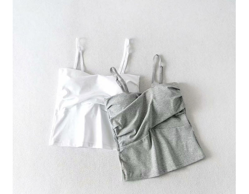 Fashion Gray Front Cross Strap (including Chest Pad) Top,Tank Tops & Camis