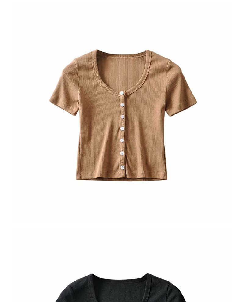 Fashion Black Threaded Single-breasted T-shirt Cardigan,Tank Tops & Camis