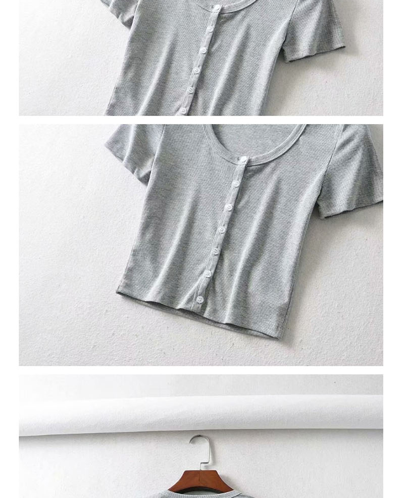 Fashion Light Coffee Threaded Single-breasted T-shirt Cardigan,Tank Tops & Camis
