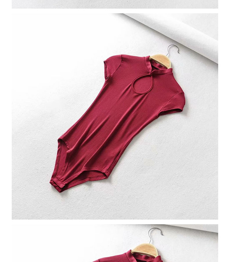 Fashion Red Cheongsam Collar Cutout Shorts,SLEEPWEAR & UNDERWEAR