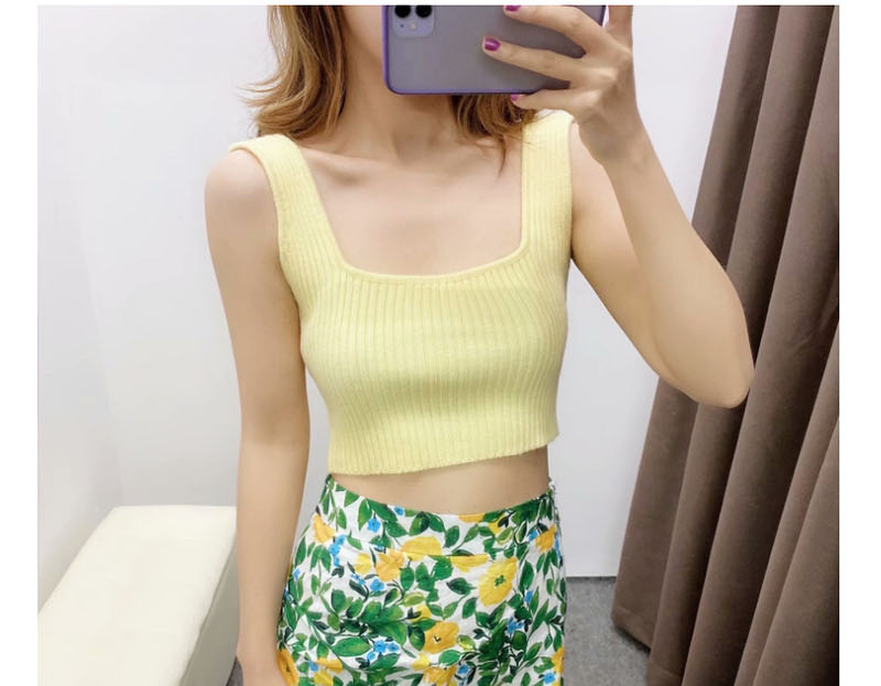 Fashion Yellow Knitted Camisole,Tank Tops & Camis