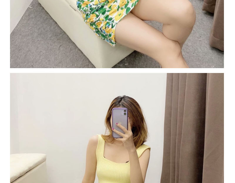 Fashion Yellow Knitted Camisole,Tank Tops & Camis