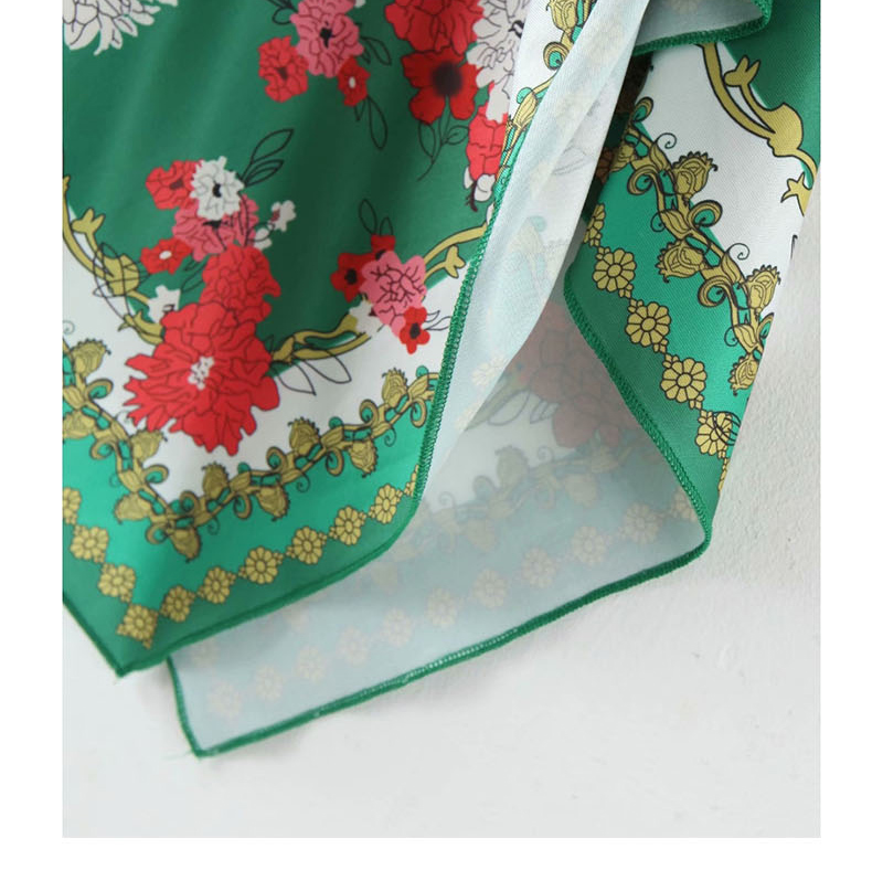 Fashion Green Flower Print Halter Top,Tank Tops & Camis