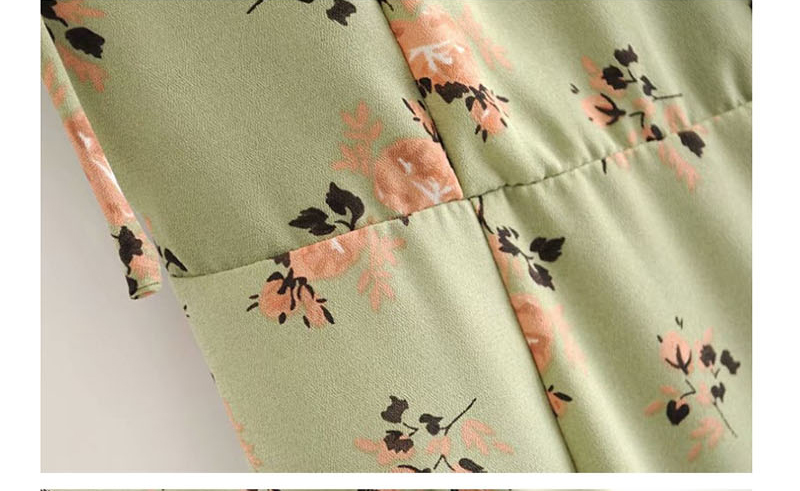 Fashion Green Flower Print Camisole Dress,Long Dress
