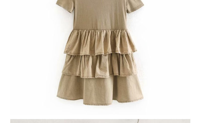 Fashion Khaki Layered Ruffle Stitching Dress,Mini & Short Dresses