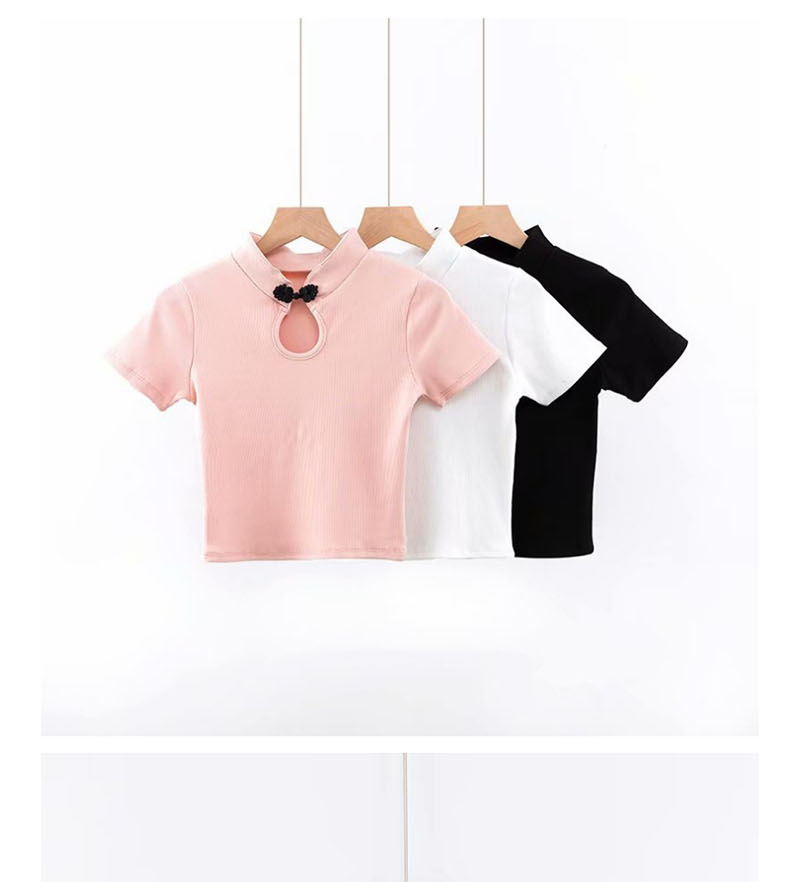 Fashion Black Plated Cutout T-shirt,Tank Tops & Camis
