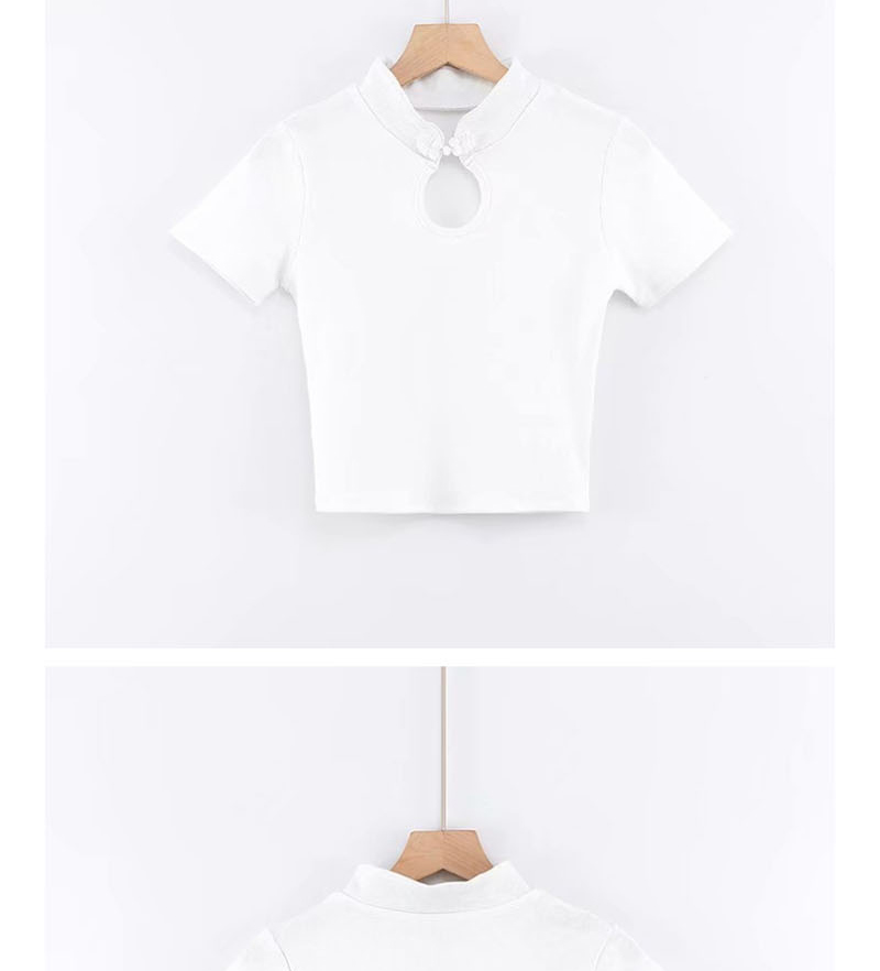Fashion White Plated Cutout T-shirt,Tank Tops & Camis