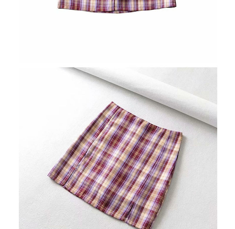 Fashion Khaki Check Print Skirt,Skirts