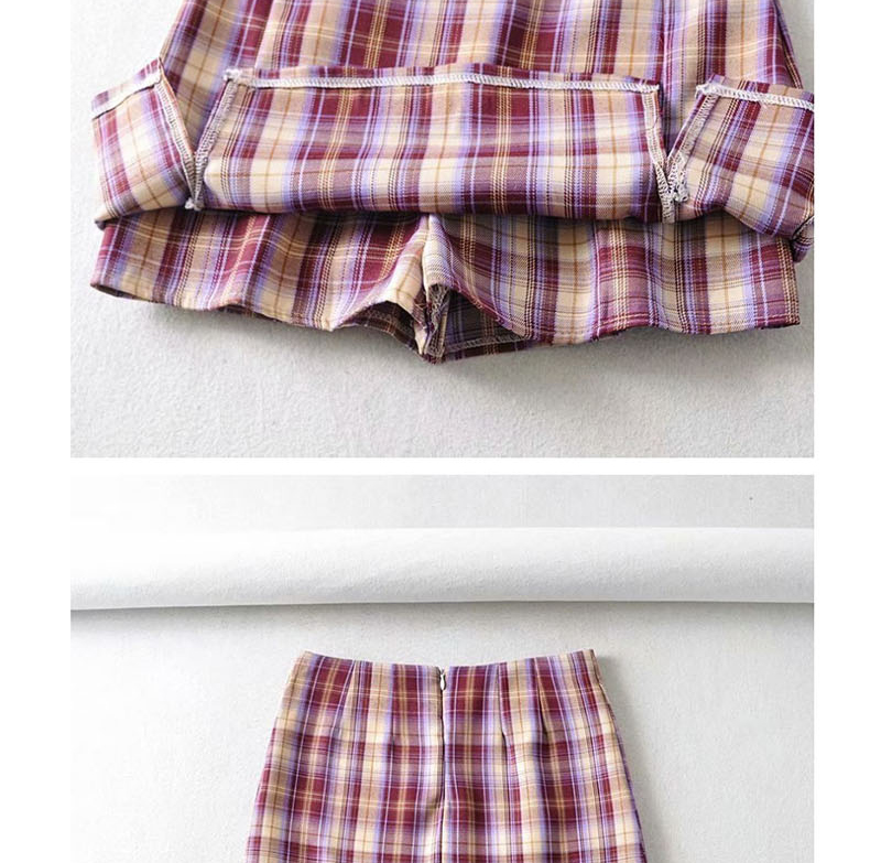 Fashion Khaki Check Print Skirt,Skirts