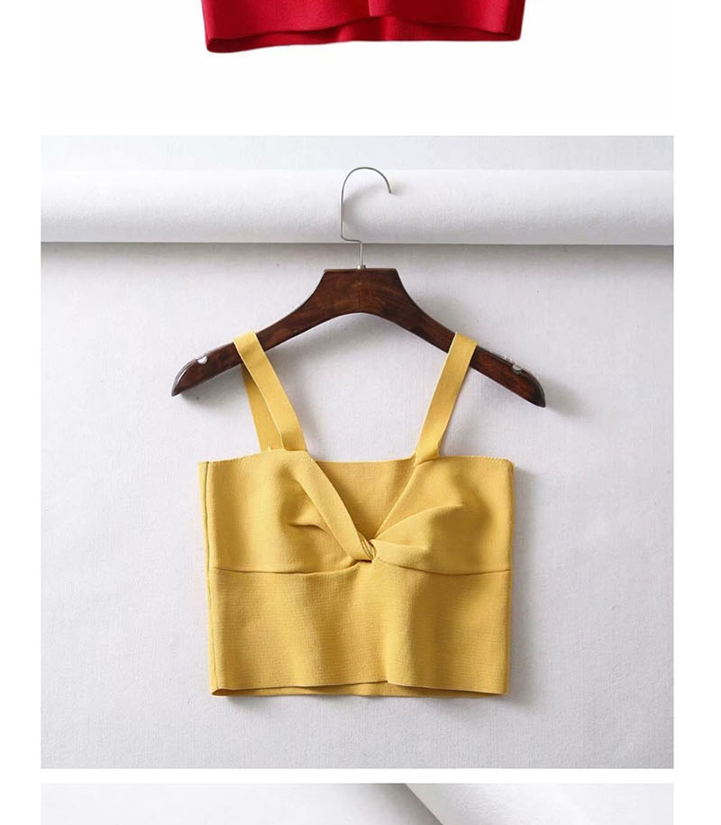 Fashion Yellow Twist Chest Camisole,Tank Tops & Camis