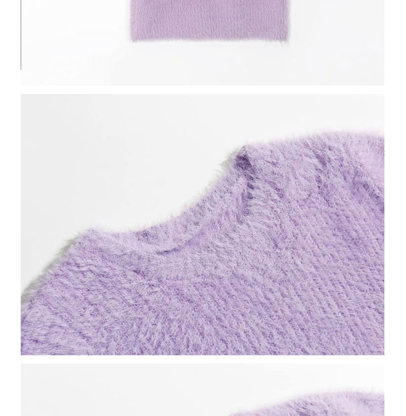 Fashion Purple Furry Stitch Knitted Sweater,Tank Tops & Camis