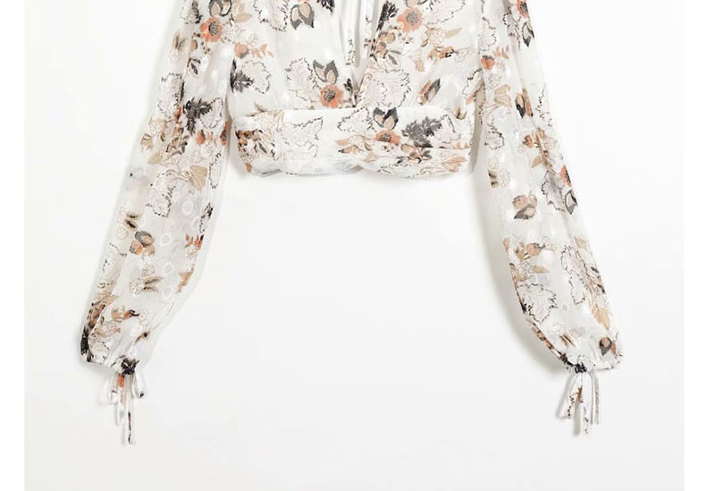 Fashion White Flower Print Shirt,Tank Tops & Camis
