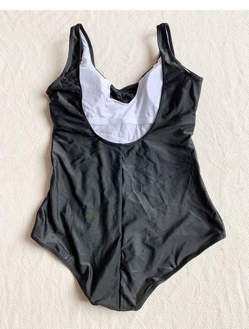 Fashion Black Ruffled One Piece Swimsuit,One Pieces