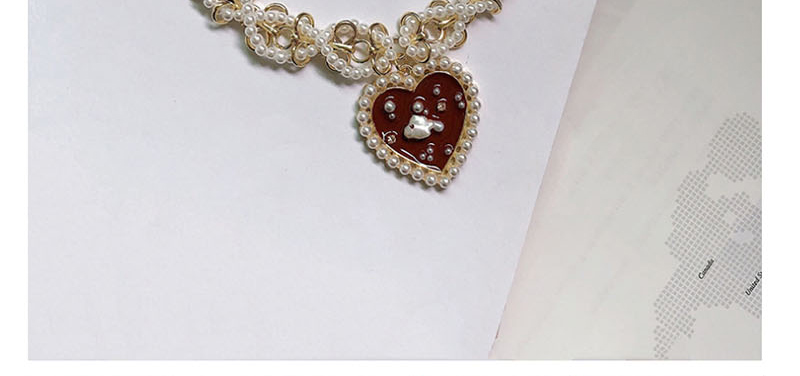 Fashion Red Weaving Pearl Love Necklace,Pendants