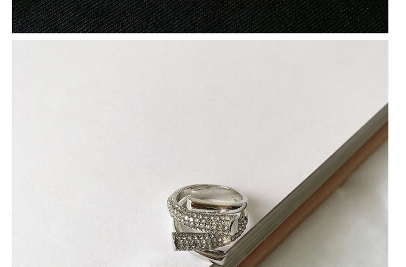 Fashion Multi-layer Diamond Silver Multi-layer Wide Diamond Ring,Fashion Rings