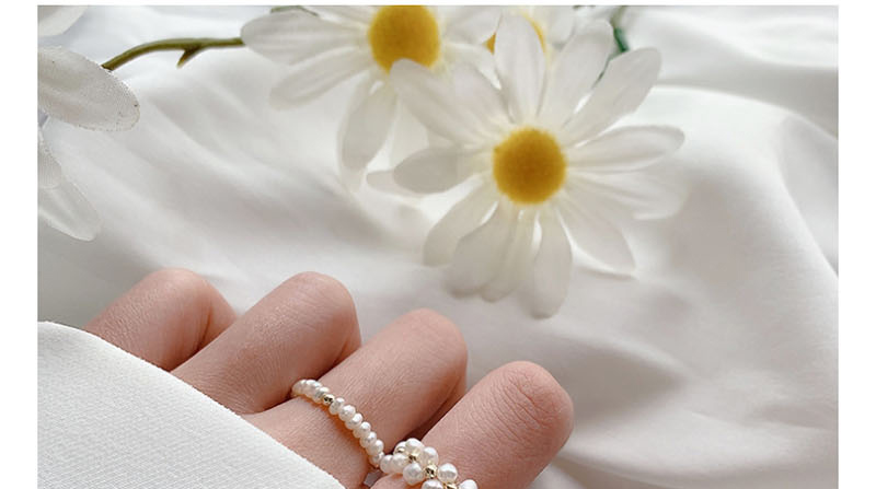 Fashion White B Natural Freshwater Pearl Stretch Woven Ring,Fashion Rings