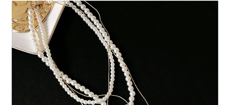 Fashion Golden Round-shaped Portrait Pearl Stack Necklace,Multi Strand Necklaces