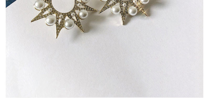 Fashion Golden Sun Flower Rhinestone Pearl  Silver Pin Earrings,Stud Earrings