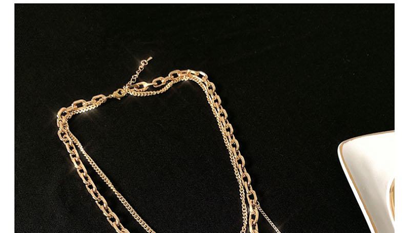Fashion Golden Double Chain Smiley Necklace,Multi Strand Necklaces