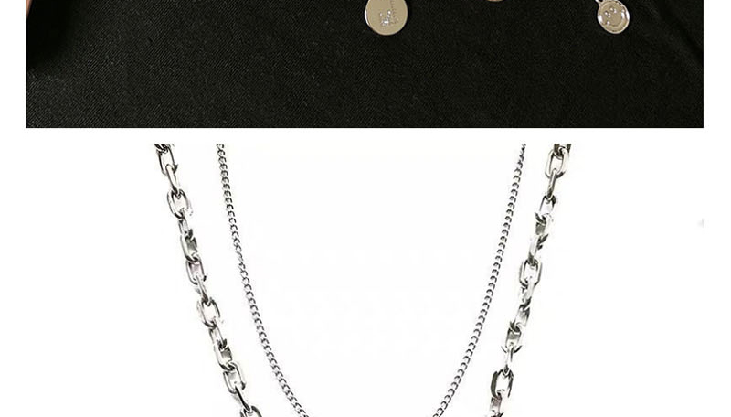 Fashion Silver Double Chain Smiley Necklace,Multi Strand Necklaces