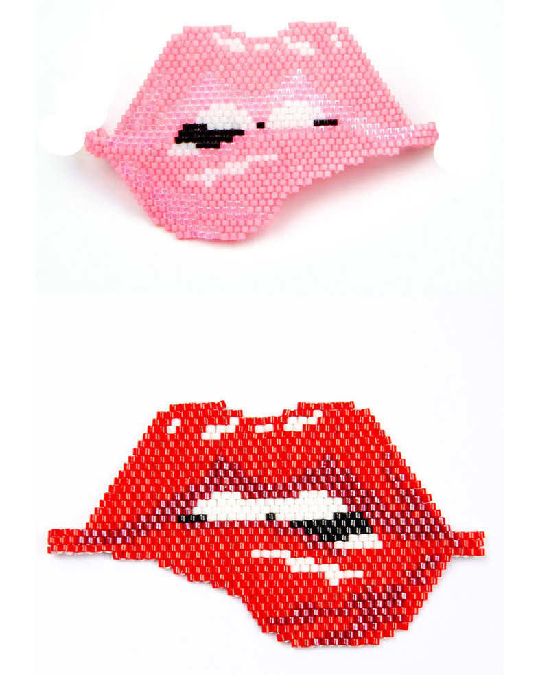Fashion Red Black Border Bead Woven Lips Accessories,Jewelry Findings & Components