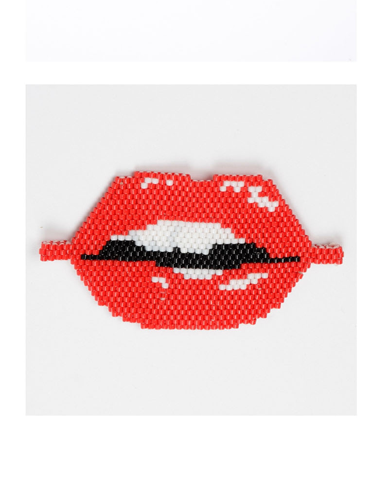 Fashion Red Black Border Bead Woven Lips Accessories,Jewelry Findings & Components