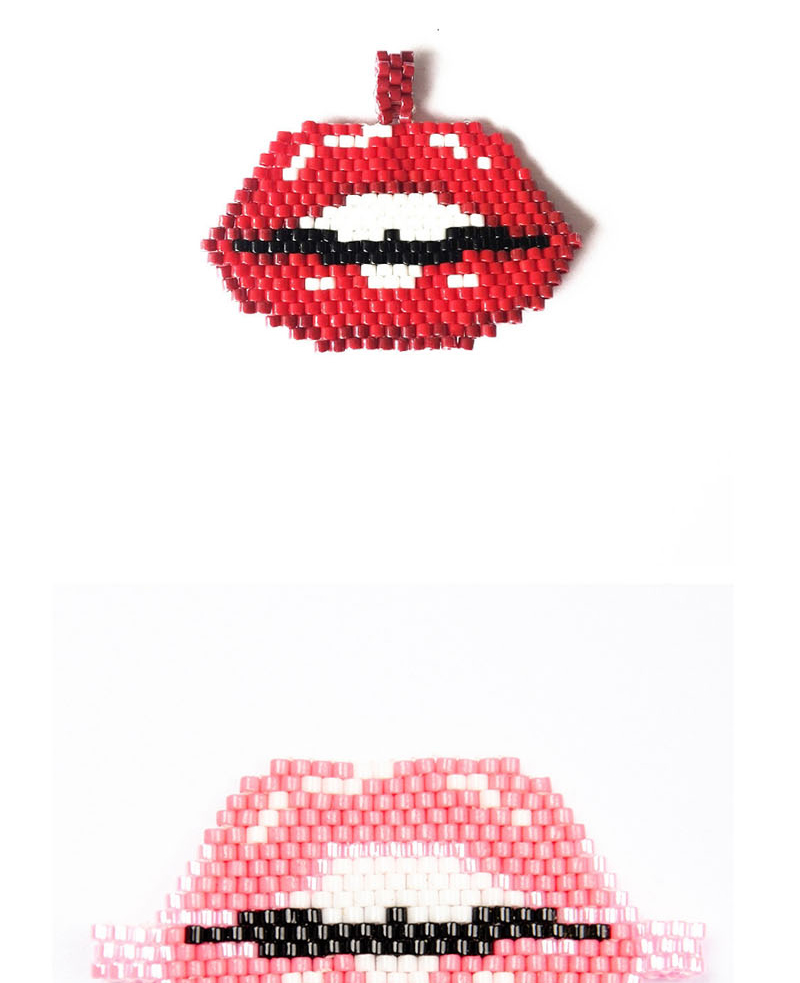 Fashion Red Crooked Mouth Bead Woven Lips Accessories,Jewelry Findings & Components