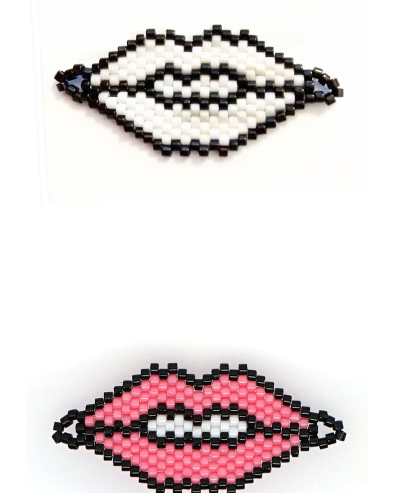 Fashion Pink Black Border Bead Woven Lips Accessories,Jewelry Findings & Components