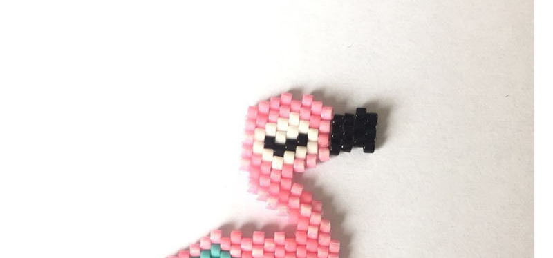 Fashion Pink + Green Bead Woven Flamingo Accessories,Jewelry Findings & Components