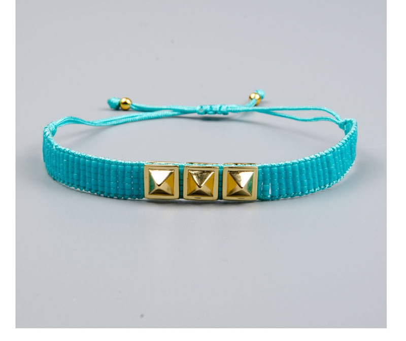 Fashion Blue Rice Bead Braided Eye Stud Bracelet,Beaded Bracelet