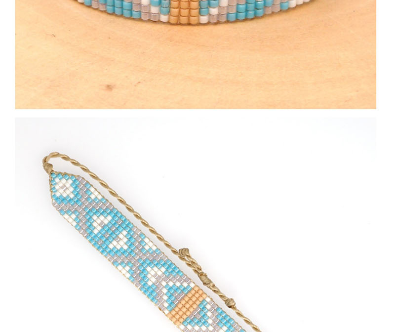 Fashion Colorful Blue Rice Bead Braided Eye Stud Bracelet,Beaded Bracelet