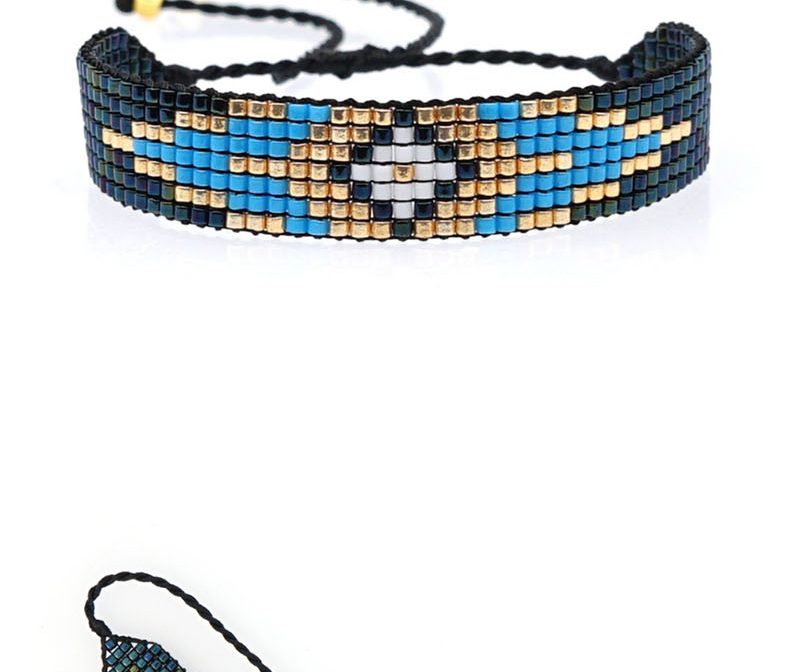 Fashion Blue Rice Bead Braided Eye Stud Bracelet,Beaded Bracelet