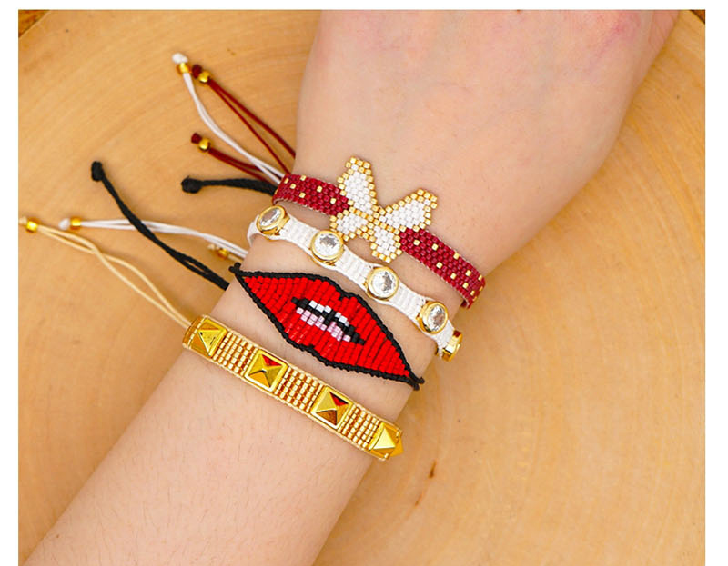 Fashion Suit Color Studded Diamond Butterfly Bead Braided Bracelet,Beaded Bracelet