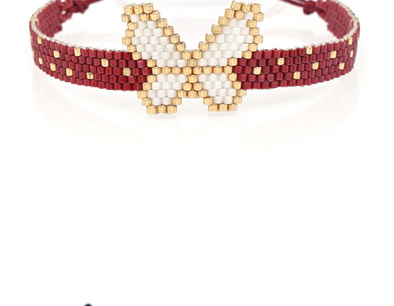 Fashion Red Studded Diamond Butterfly Bead Braided Bracelet,Beaded Bracelet
