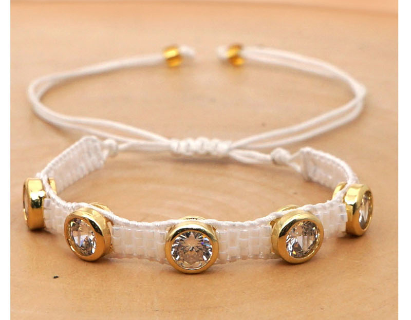 Fashion White Studded Diamond Butterfly Bead Braided Bracelet,Beaded Bracelet