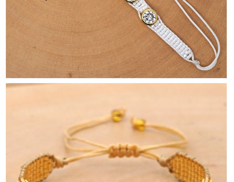 Fashion Yellow Studded Diamond Butterfly Bead Braided Bracelet,Beaded Bracelet