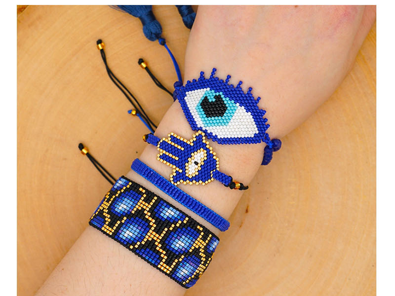 Fashion Suit Blue Eye Crystal Tassel Rice Bead Braided Leopard Bracelet,Beaded Bracelet