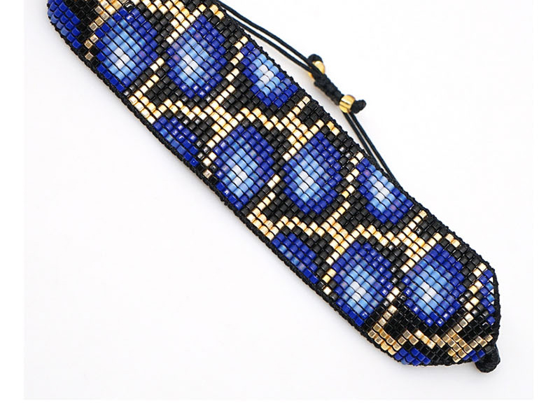 Fashion Blue Eye Crystal Tassel Rice Bead Braided Leopard Bracelet,Beaded Bracelet