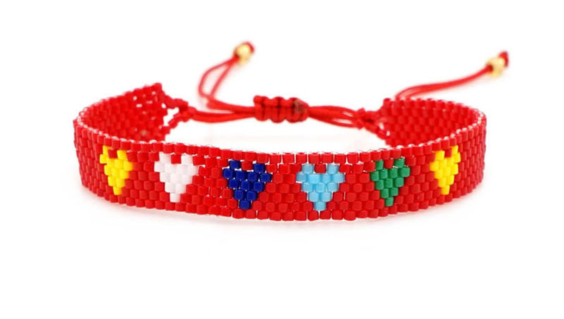 Fashion Red Rice Beads Braided Eyes Six-pointed Star Love Bracelet,Beaded Bracelet