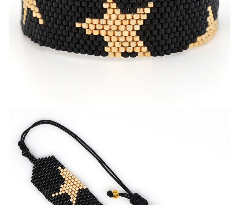 Fashion Suit Black Rice Bead Woven Love Stud Pentagram Bracelet,Beaded Bracelet