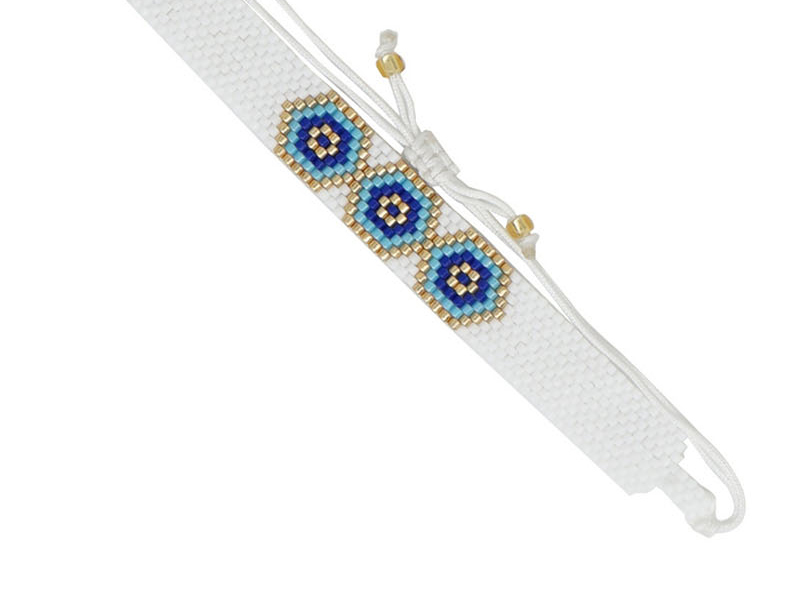 Fashion Suit White Rice Bead Braided Stud And Diamond Hexagon Bracelet,Beaded Bracelet