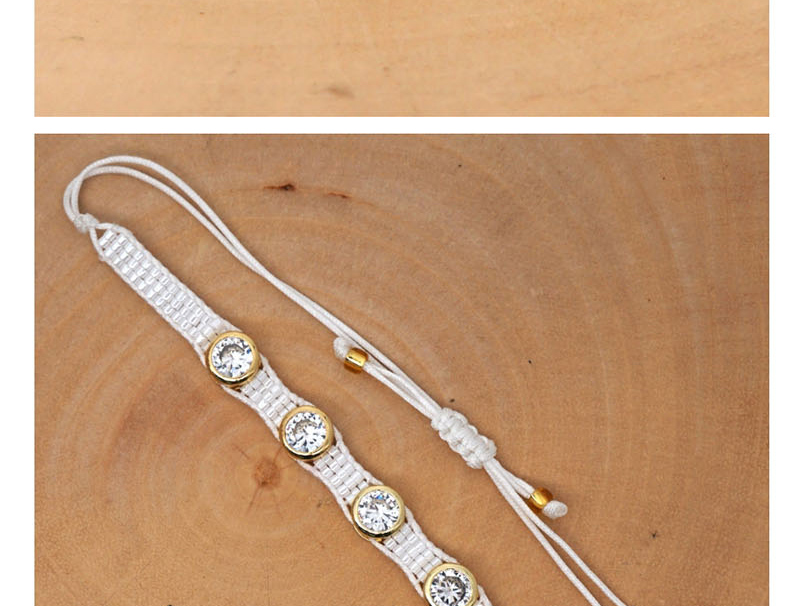 Fashion White Rice Bead Braided Stud And Diamond Hexagon Bracelet,Beaded Bracelet