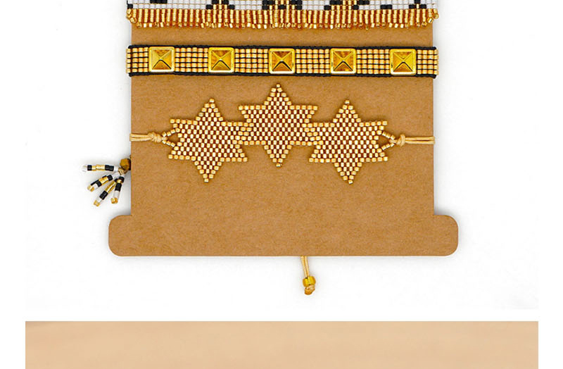 Fashion Golden Mizhu Woven Leopard-print Tassel Six-pointed Star Bracelet,Beaded Bracelet