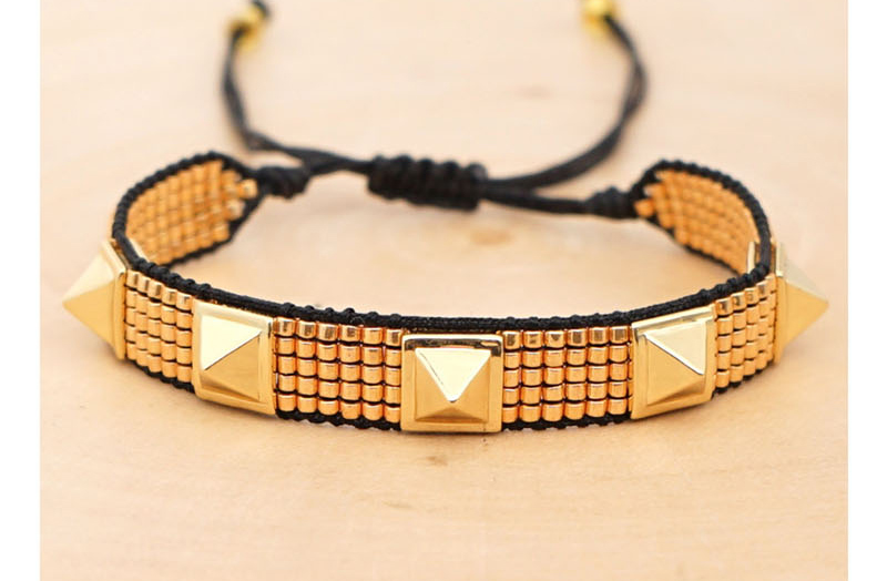 Fashion Golden Mizhu Woven Leopard-print Tassel Six-pointed Star Bracelet,Beaded Bracelet