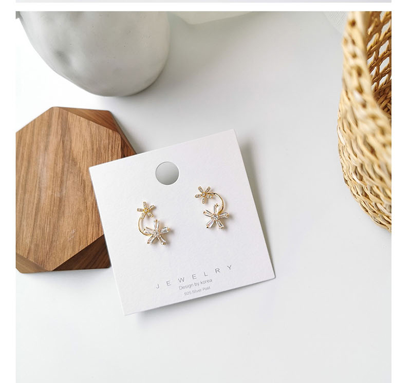 Fashion Golden  Silver Pin Zircon Flower Earrings,Stud Earrings