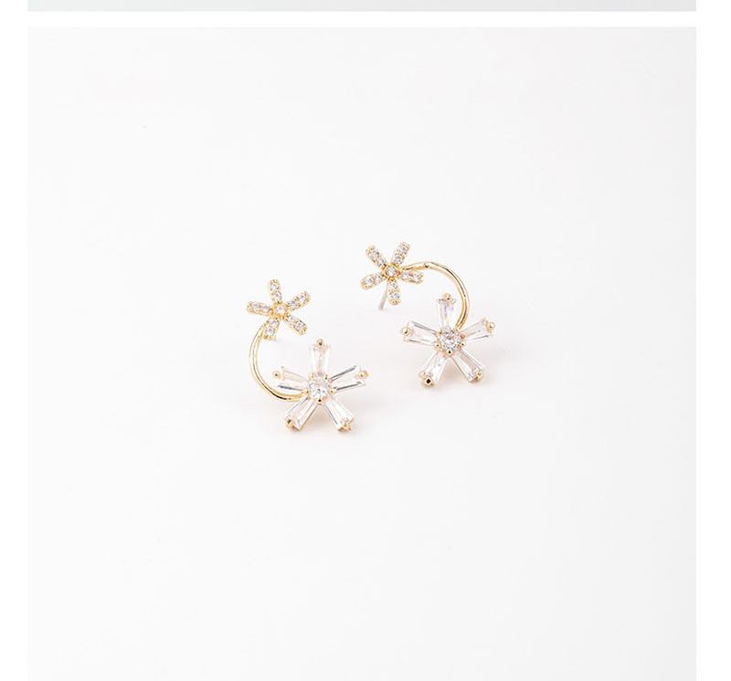 Fashion Golden  Silver Pin Zircon Flower Earrings,Stud Earrings