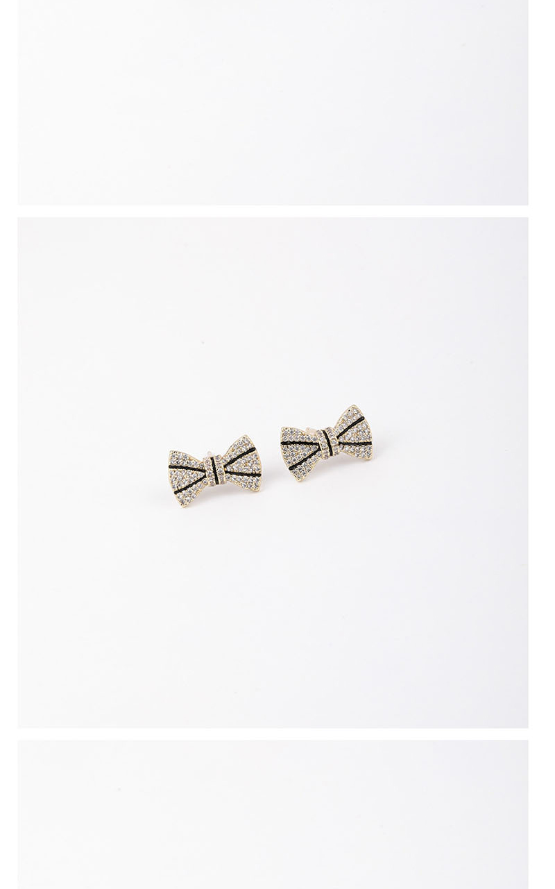 Fashion Golden  Silver Pin Zircon Bow Stud Earrings,Stud Earrings